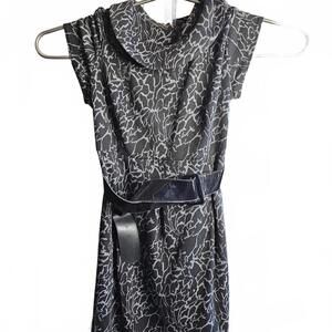 R & M Richards Black and Gray Patterned Dress with Belt Size 24W